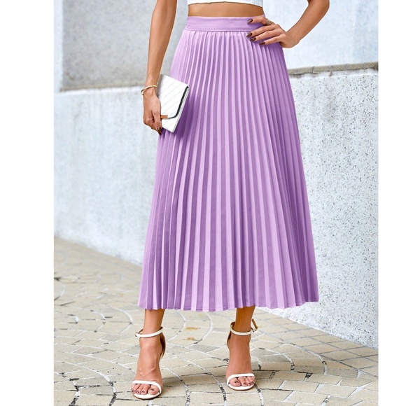 Classic colorful stretchy waist pleated Skirt - Picture 1 of 5